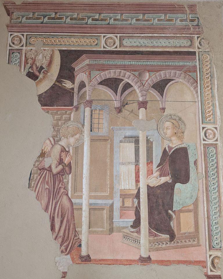 Annunciazione - Giovanni di Ser Giovanni, detto Lo Scheggia (attribuito), 1440-1450, affresco staccato Annunciazione - Giovanni di Ser Giovanni, detto Lo Scheggia (attribuito), 1440-1450, affresco staccato