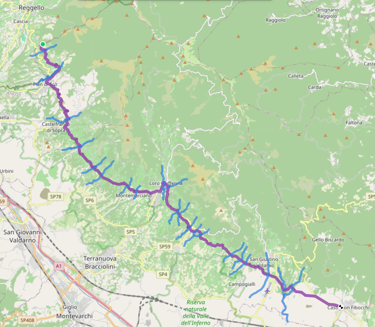 I tanti corsi d'acqua attraversati dalla Sette ponti del XVIIº secolo