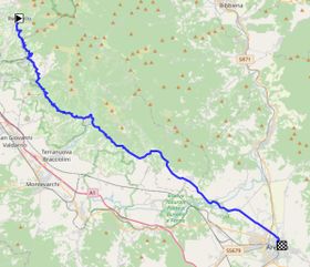 The route of the Setteponti road for road bikes