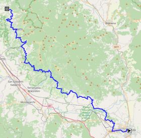 Percorso a piedi del Cammino della Setteponti