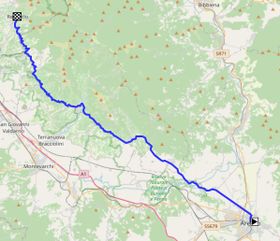 The route of the Setteponti road for road bikes