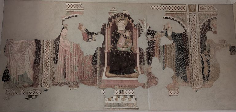 Madonna del latte e santi  - Scuola aretina, primi del XV, affresco staccato